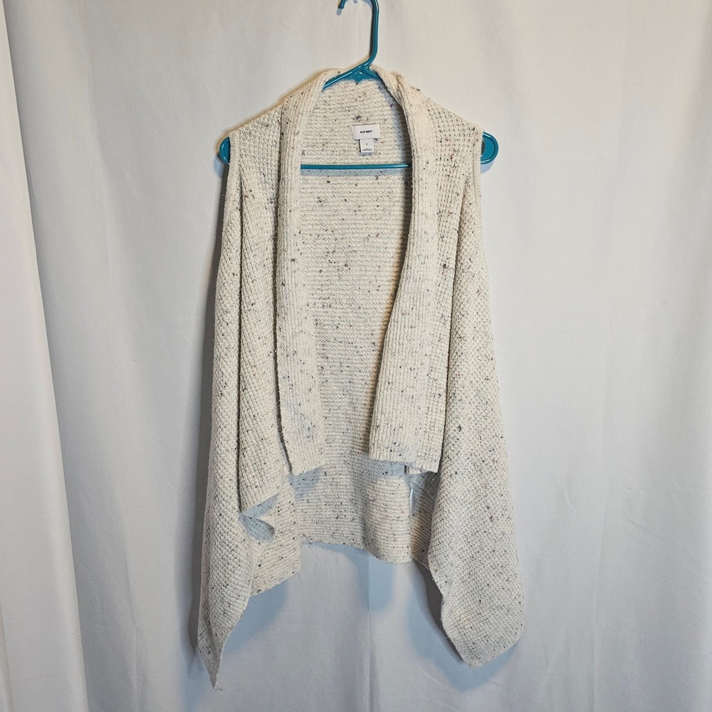 Old Navy Cream Textured Open Front Cardigan Vest Sleeveless S Small‎